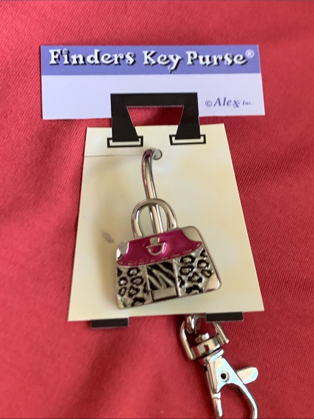 Hot Pink and Silver Leopard Handbag Key Holder
